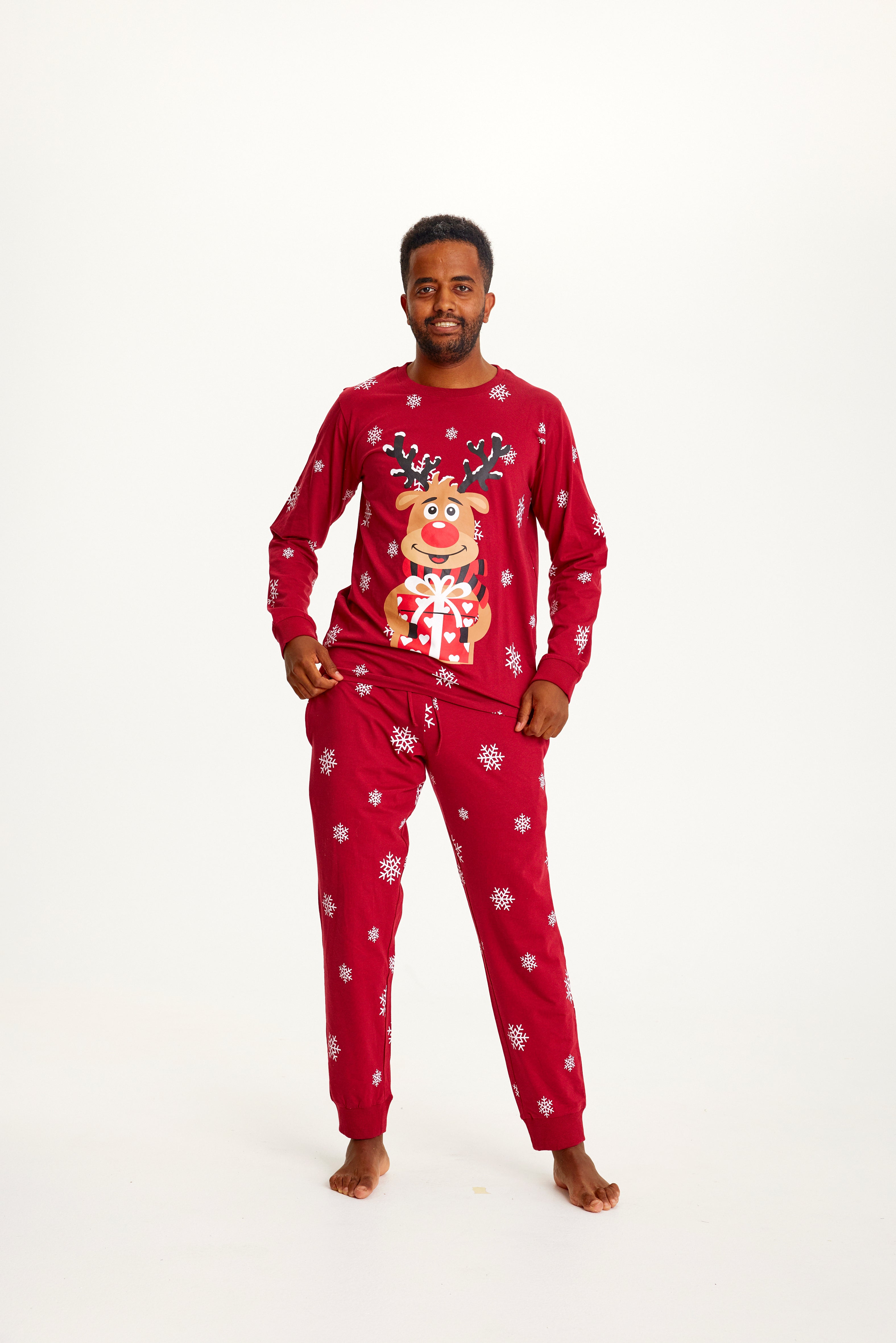 Rudolfs Cute Weihnachtspyjama Rot - Herren.